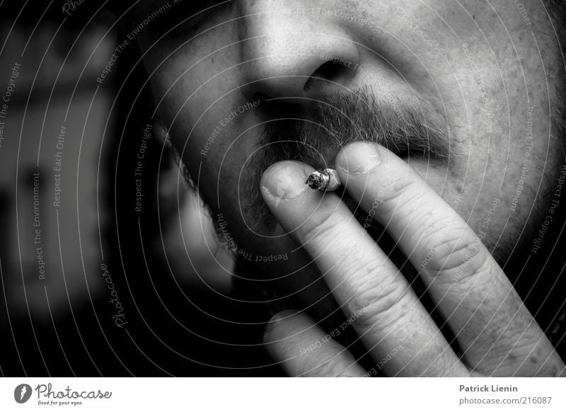 [HH 10.1] Have a cigarette Lifestyle Mensch maskulin Mann Erwachsene Kopf Finger Rauchen Stimmung Laster Bart Fingernagel selbstgedrehte Zigarette Nase ziehen