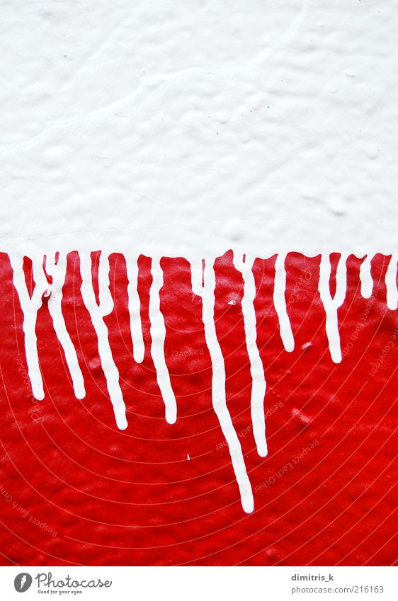 tropfende Farbe Kunst Künstler Gemälde Graffiti Tropfen rot weiß Entsetzen Gewalt Kreativität rennen Streifen Schablone Spray platschen Design sehr wenige