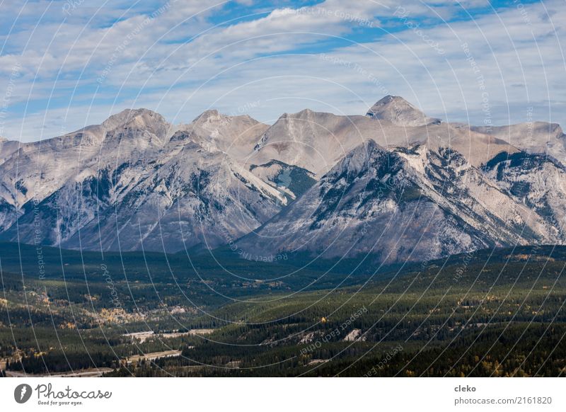 Banff National Park Natur Landschaft Luft Himmel Wolken Sommer Schönes Wetter Wald Berge u. Gebirge Rocky Mountains Gipfel blau grau grün Abenteuer einzigartig