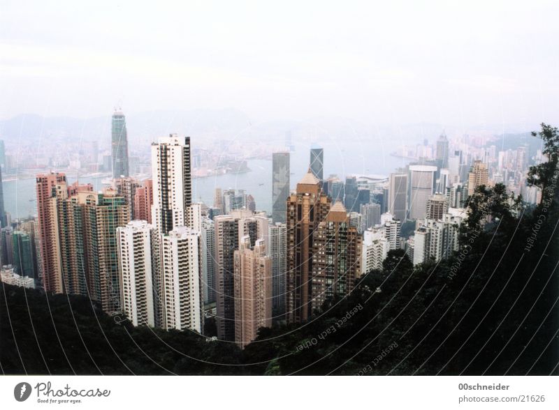 hongkong bei tag Hongkong Hochhaus Haus Architektur Skyline Wasser Stadt