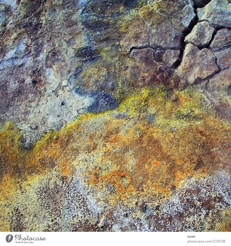 Bunte Mischung Umwelt Urelemente Erde alt außergewöhnlich schön trocken Schwefel Boden Riss Island Natur Stein Naturstein Farbfoto mehrfarbig Außenaufnahme