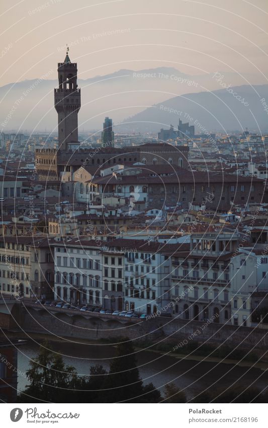 #A# Turm von Florenz Stadt ästhetisch Grossstadtromantik Italien Farbfoto mehrfarbig Außenaufnahme Experiment Muster Menschenleer Textfreiraum links