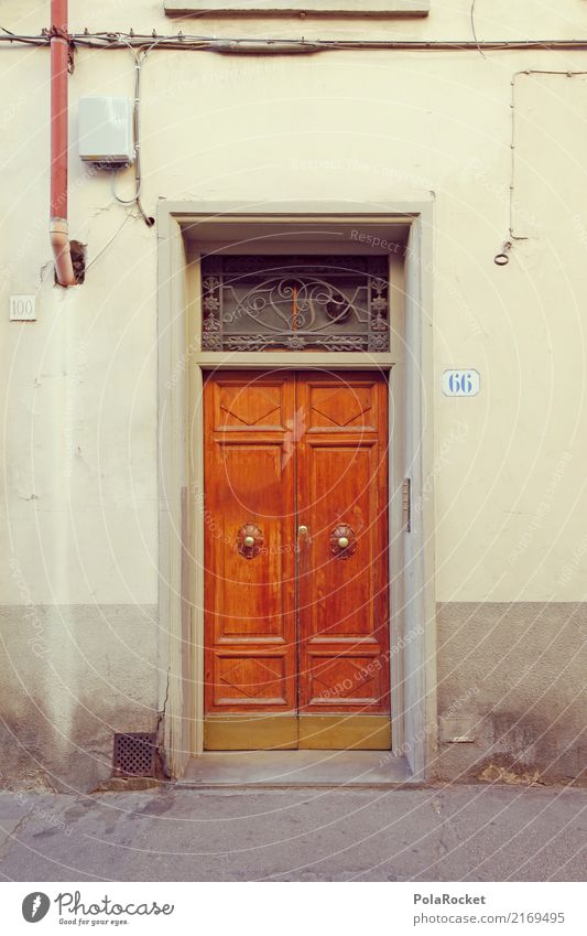 #A# Tür 66 Kunst ästhetisch Fassade Route 66 mediterran Holztür Florenz Italien Farbfoto Gedeckte Farben Außenaufnahme Detailaufnahme Experiment