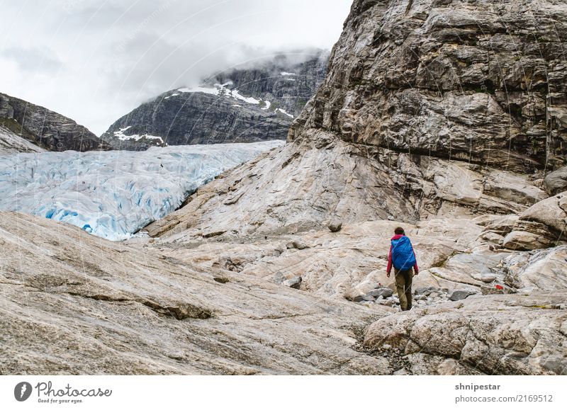 Wanderung zum Nigardsbreen Gletscher, Norwegen wandern Mensch feminin Junge Frau Jugendliche Erwachsene Körper Rücken Beine 1 30-45 Jahre Umwelt Natur