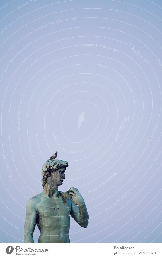 #A# Auf'm Kopp Kunst ästhetisch Statue Kopf Taube Kot lustig strange Florenz Barock Farbfoto mehrfarbig Außenaufnahme Experiment Menschenleer Textfreiraum links