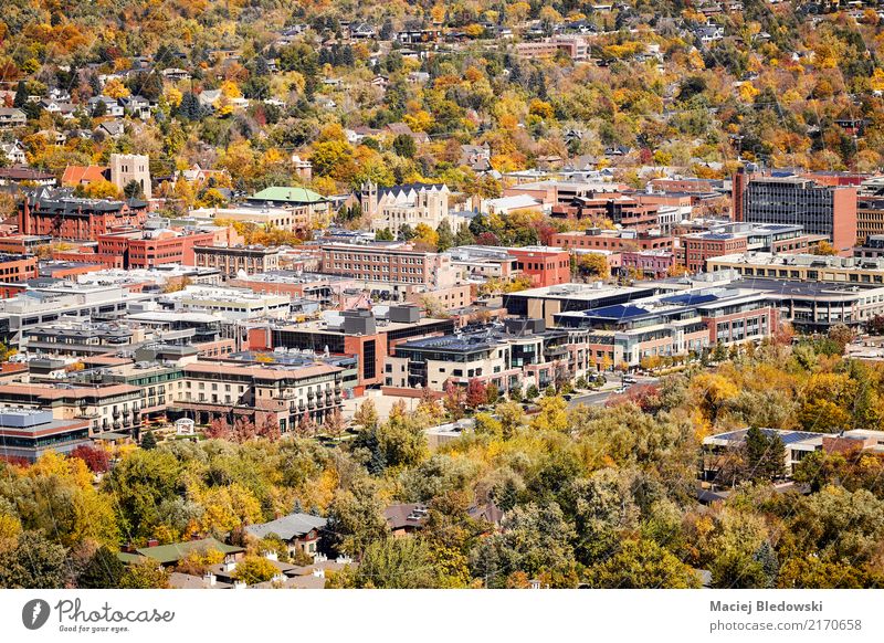 Boulder City im Herbst Natur Landschaft Schönes Wetter Baum Park Wald Stadt Stadtzentrum Fußgängerzone Haus Gebäude gelb grün Klima schön Colorado Großstadt