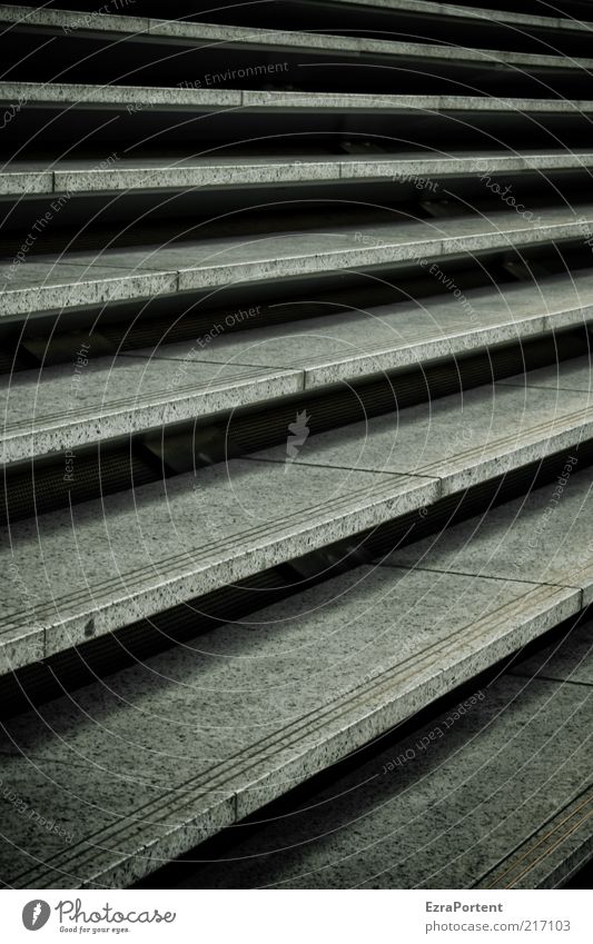 Aufwärts/Abwärts? Menschenleer Bauwerk Architektur Treppe Stein dunkel kalt grau schwarz aufsteigen Steintreppe Symmetrie Geometrie Detailaufnahme