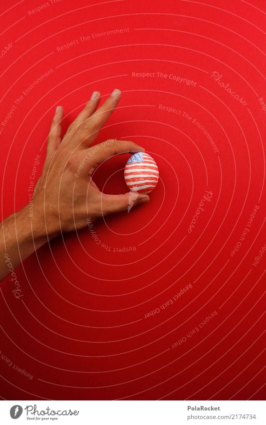 #A# US-Holding Kunst ästhetisch Ei USA Stars and Stripes US-Armee US-Open Fahne holding rot blau Finger festhalten angemalt Farbfoto mehrfarbig Außenaufnahme