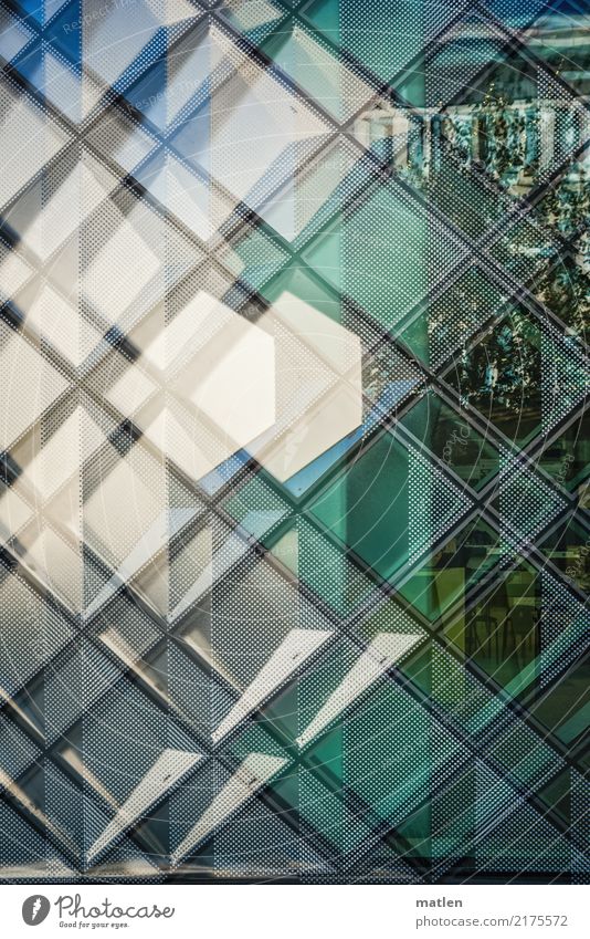 Semitransparenz Hauptstadt Haus Bauwerk Gebäude Architektur Mauer Wand Fassade Fenster nah neu blau grau grün schwarz weiß durchsichtig Reflexion & Spiegelung