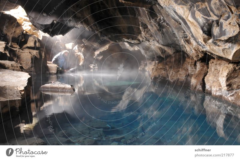 Damenbad Felsen heiß Höhle Quelle Heisse Quellen Wasser Badeort Naturphänomene harmonisch ruhig ästhetisch Reflexion & Spiegelung Lichteinfall türkis blau tief
