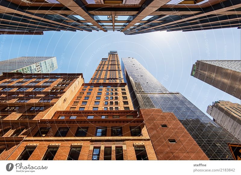 Blick nach oben 3 New York Manhattan Hochhaus Froschperspektive hoch Fassade Midtown