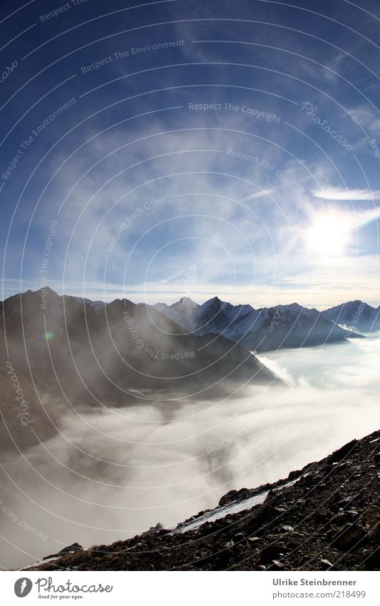 Aussicht vom Timmelsjoch auf die Nebelschicht über Südtirol Ferien & Urlaub & Reisen Freiheit Berge u. Gebirge Natur Landschaft Luft Himmel Herbst