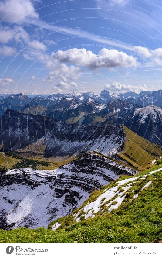 Sonniger Herbstbeginn im Karwendel Schnee Berge u. Gebirge wandern Umwelt Natur Landschaft Sonne Hügel Felsen Alpen Gipfel Schneebedeckte Gipfel