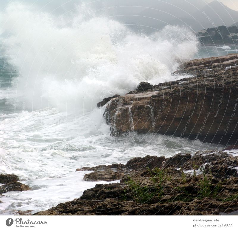 Brandung Meer Wellen Natur Wasser Wassertropfen Wetter Unwetter Sturm Felsen Küste bedrohlich nass gefährlich bizarr Energie Klima Umwelt Gischt Mallorca