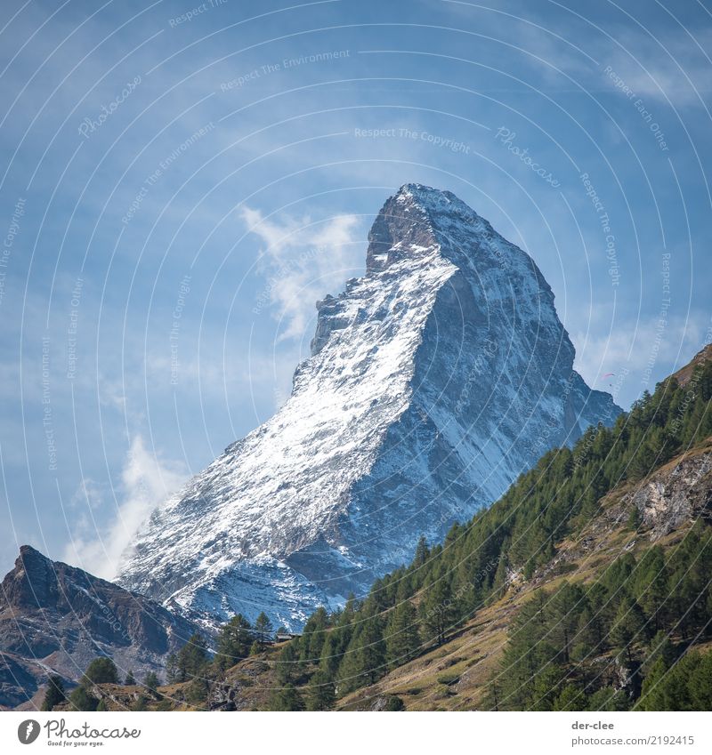 Matterhorn Umwelt Natur Landschaft Urelemente Himmel Wolken Felsen Alpen Berge u. Gebirge Gipfel Schneebedeckte Gipfel Begeisterung Ehre ruhig Fernweh Gewalt