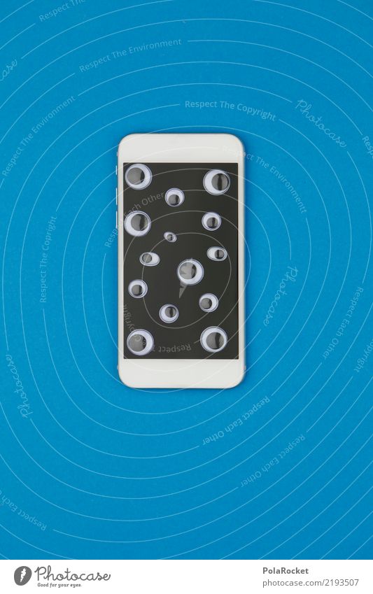 #AS# Spionage Handy Kunst Kunstwerk Kitsch beobachten spionieren Türspion Spitzel Handy-Kamera Auge Neugier Anzeige Bildschirm Datenschutz Internet durchsichtig