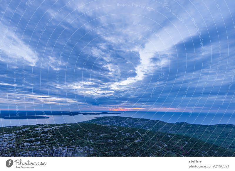 morgens Natur Landschaft Himmel Wolken Sonnenaufgang Sonnenuntergang außergewöhnlich Maine Neuengland USA Ostküste Farbfoto Menschenleer Textfreiraum oben