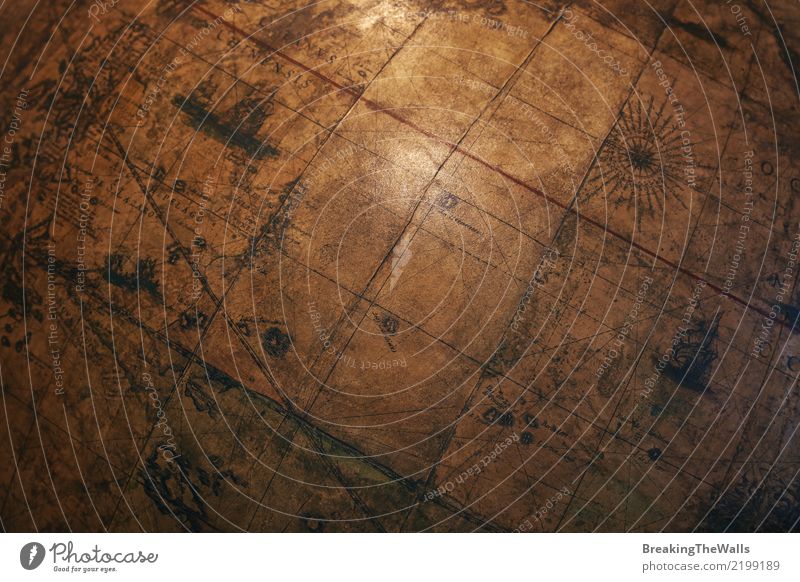 Kugel-Kartenbereichabschluß der alten Weinlese Brown oben Bildung Schule Wissenschaften Globus Landkarte braun Geografie historisch antik altehrwürdig retro