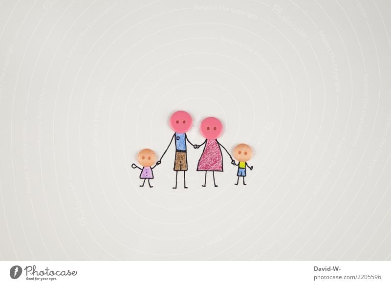 Familie - kreative Darstellung Zusammensein Gemeinsam zeichnung Strichmännchen niedlich Liebe Zusammenhalt zusammen Familienglück Familienplanung konzept