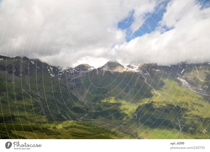 Unter den Wolken Freizeit & Hobby Ferien & Urlaub & Reisen Sommer Sommerurlaub Berge u. Gebirge Umwelt Natur Landschaft Alpen alt blau grün Klima