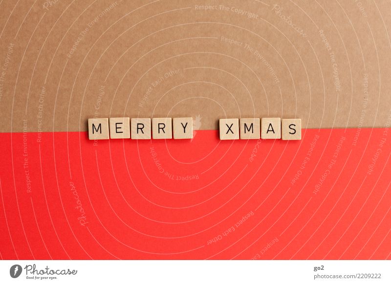 Merry Xmas Spielen Weihnachten & Advent Dekoration & Verzierung Geschenk Geschenkpapier Schriftzeichen ästhetisch braun rot Vorfreude Design Idee einzigartig