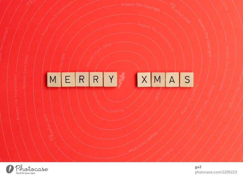 Merry Xmas Spielen Brettspiel Weihnachten & Advent Holz Schriftzeichen rot Vorfreude Wunsch merry xmas Englisch Farbfoto Innenaufnahme Studioaufnahme