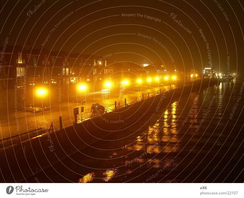 Die Promenade Licht historisch Hafen Wasser Lampe Stimmung