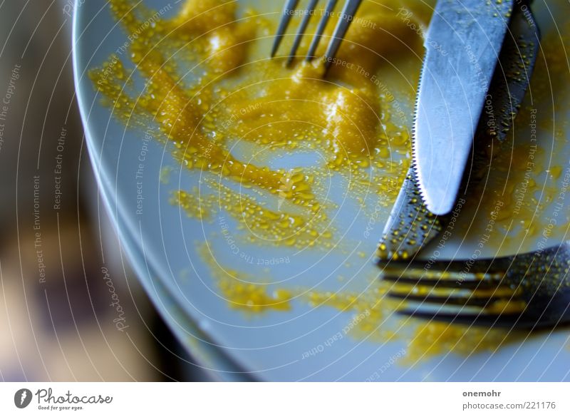 Tasty Yellow Lebensmittel Saucen Ernährung Mittagessen Abendessen Geschirr Teller Messer Gabel Duft genießen gelb silber weiß Appetit & Hunger lecker Farbfoto