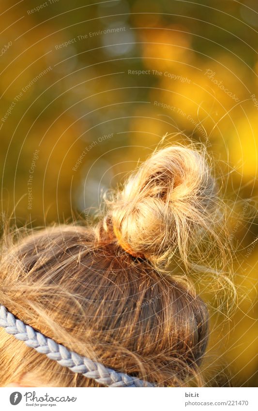 Dutt & Dots feminin Mädchen Kopf Haare & Frisuren 1 Mensch langhaarig Locken Behaarung blond frech trendy schön Wärme gelb Glück Lebensfreude Haarband