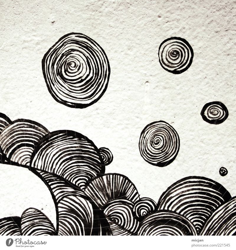 Gyro | Magnetic World Beton Ornament Graffiti ästhetisch Bewegung Design Kreis Kreisel Strukturen & Formen Geometrie Wand schwarz weiß Filzstift Wandmalereien