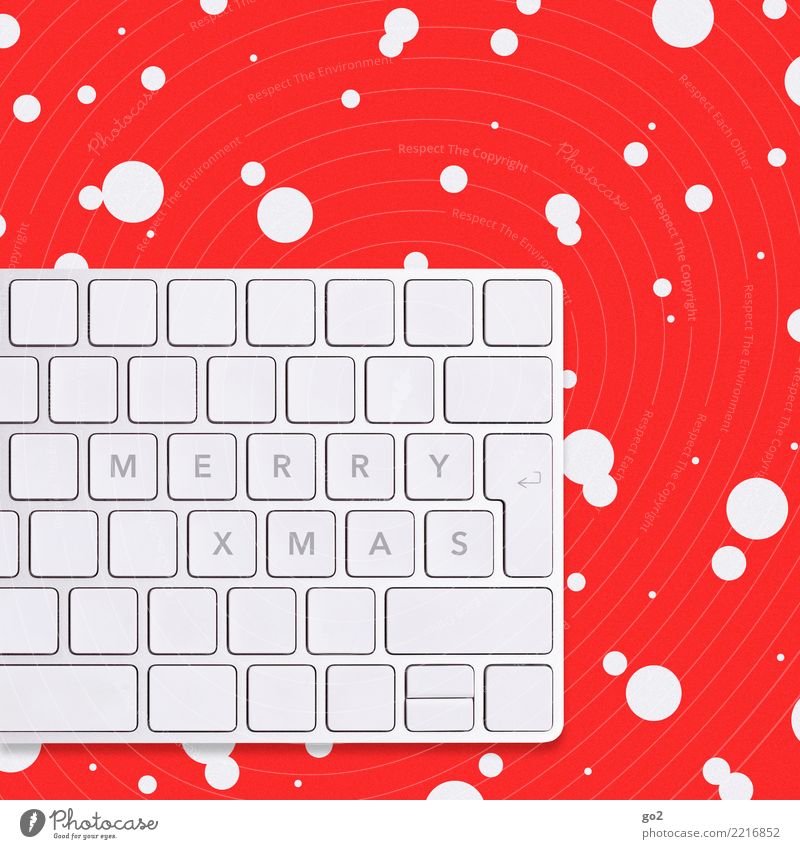 Merry Xmas Weihnachten & Advent Büroarbeit Arbeitsplatz Computer Tastatur Hardware Technik & Technologie Informationstechnologie Internet Winter Eis Frost