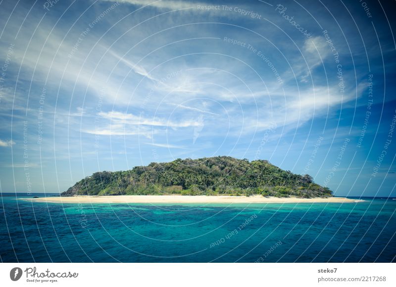 Die Insel Sommer Strand Meer Sulu Meer Pazifik maritim Wärme blau gelb grün türkis Einsamkeit Erholung Hoffnung Idylle Überleben Ferien & Urlaub & Reisen