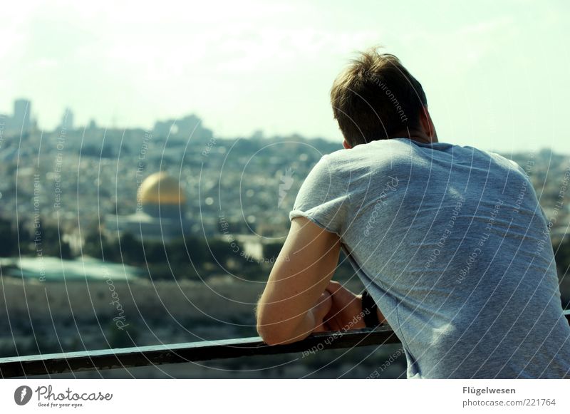 Nahostkonflikt aus der Ferne Ferien & Urlaub & Reisen Ausflug Kopf Landschaft Sehenswürdigkeit beobachten Freiheit Israel Jerusalem Judentum Ölberg
