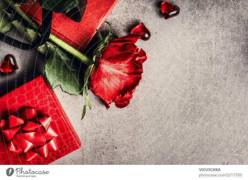 Valentinstag Grußkarte Stil Design Feste & Feiern Blume Rose Dekoration & Verzierung Blumenstrauß Zeichen Liebe rosa Hintergrundbild Symbole & Metaphern rot