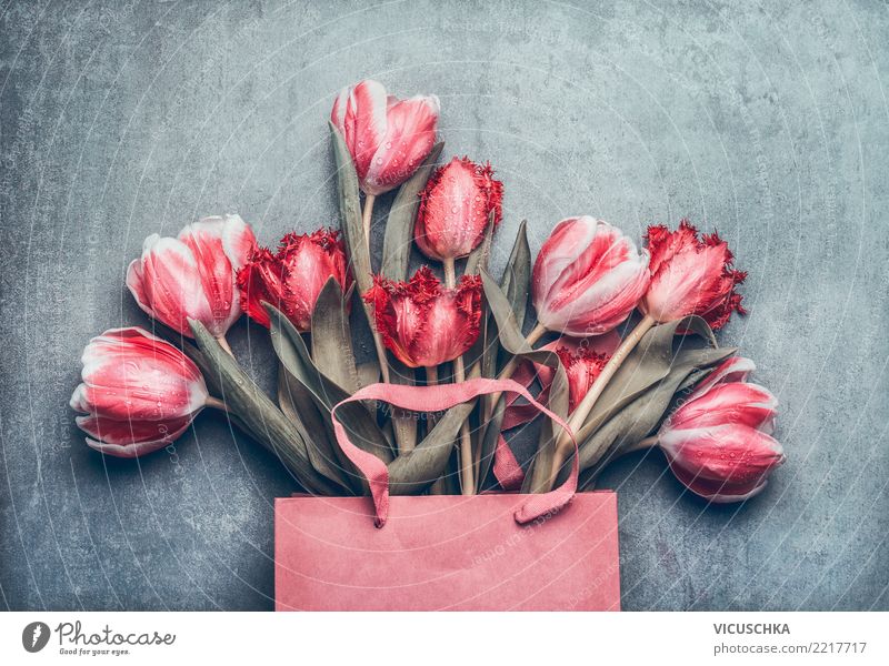Einkaufstasche mit schönen Tulpen kaufen Stil Design Feste & Feiern Valentinstag Muttertag Hochzeit Geburtstag Natur Frühling Blume Dekoration & Verzierung