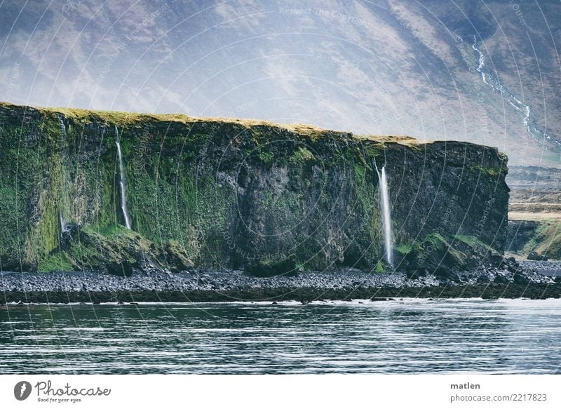panta rhei Natur Landschaft Pflanze Wasser Frühling Wetter Wind Nebel Moos Felsen Berge u. Gebirge Küste Fjord Wasserfall nass blau braun gelb grau grün