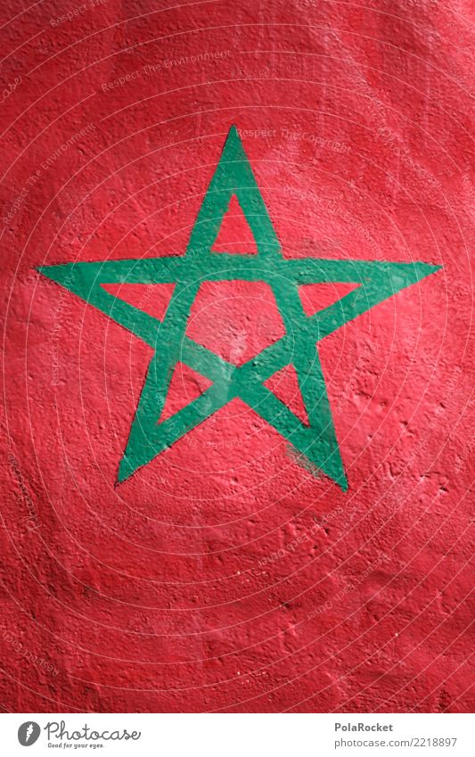 #A# Marokko Zeichen ästhetisch Fahne Afrika Nationalflagge rot grün Farbfoto mehrfarbig Außenaufnahme Detailaufnahme Menschenleer Textfreiraum links