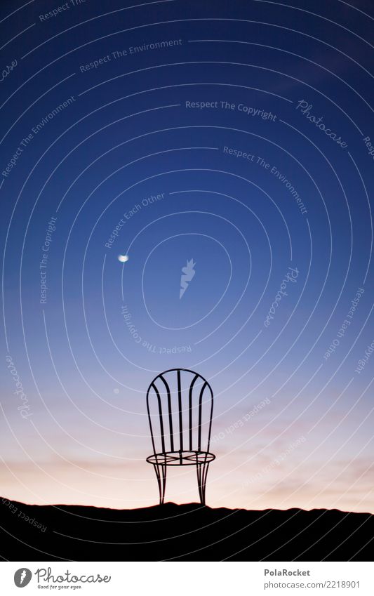 #A# Mondstuhl Kunst ästhetisch Stuhl Mondschein blau Sahara Raum Zeit zeitlos Weltall Surrealismus Farbfoto mehrfarbig Außenaufnahme Experiment abstrakt