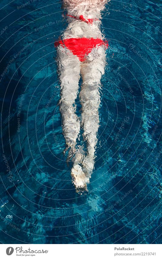 #A# Red Ass Sport Fitness Sport-Training Wassersport Sportler Schwimmen & Baden ästhetisch Schwimmbad Bikini Frau Erotik blau Frauenbein Erholung Sommer