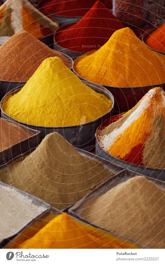 #A# Gelber Curry Kunst ästhetisch Scharfer Geschmack Kräuter & Gewürze Gewürzpfeffer Gewürzregal Gewürzladen Gewürzstand Marokko Marrakesch Farbfoto mehrfarbig