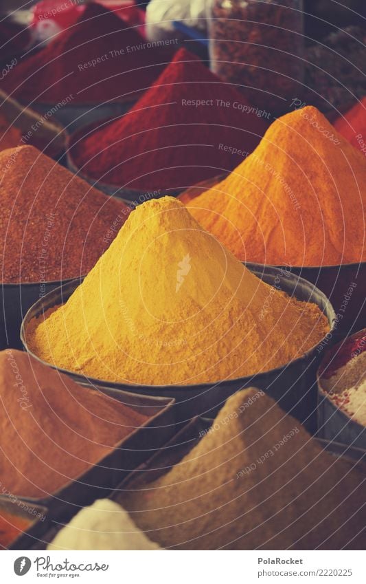 #A# Gelb-Orange Kräuter & Gewürze Ernährung ästhetisch Gewürzladen Curry Arabien Naher und Mittlerer Osten viele Auswahl Marrakesch Marokko Farbfoto