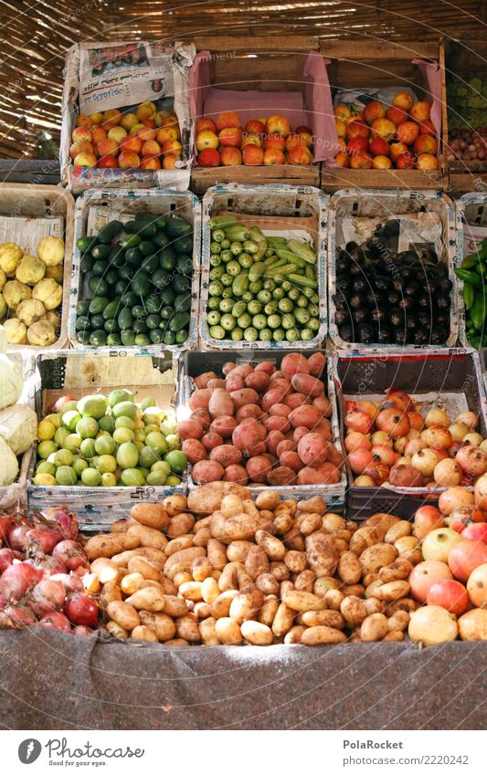 #A# Auswahl Lebensmittel ästhetisch Markt Marktplatz Angebot Apfel Kartoffeln Zwiebel Gurke Aubergine Granatapfel Marokko Marrakesch Farbfoto mehrfarbig