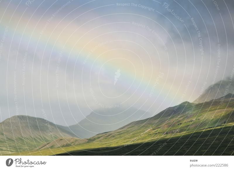 nice we una Umwelt Natur Landschaft Urelemente Himmel Wolken Sommer Wetter Berge u. Gebirge leuchten außergewöhnlich fantastisch schön Island Regenbogen