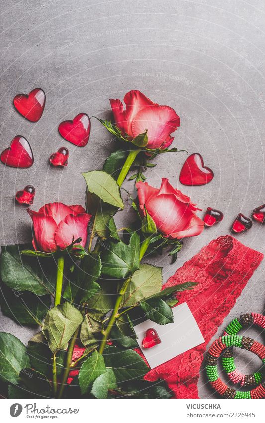 Valentinstag Karte mock up Stil Design Party Veranstaltung Feste & Feiern Blume Rose Dekoration & Verzierung Blumenstrauß Zeichen Liebe Symbole & Metaphern Herz