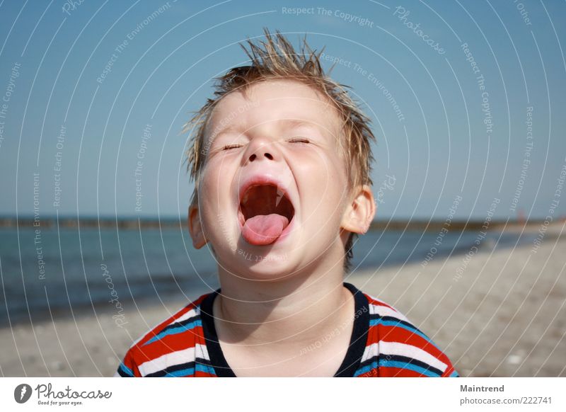 Durst Mensch Kind Kleinkind Gesicht 1 3-8 Jahre Kindheit schreien außergewöhnlich frech Fröhlichkeit Glück schön mehrfarbig Überraschung Lebensfreude Farbfoto