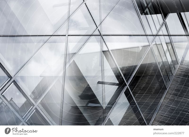 Glasfassade Bauwerk Gebäude Architektur Fassade Holz ästhetisch authentisch eckig glänzend kalt modern oben Fortschritt Reichtum planen Symmetrie Wachstum