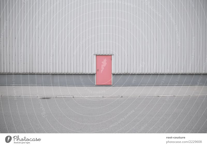 Backdoor Stil Design Industrie Industrieanlage Fabrik Gebäude Mauer Wand Fassade Tür Straße Metall Coolness retro grau rot Erfolg Sicherheit Schutz Eingang