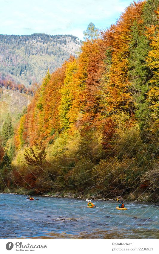 #S# Kajak Wandern V Wassersport Schwimmen & Baden Alpen wandern Natur Wildwasser Wald Herbst gelb orange Sport Extremsport gruppieren Menschengruppe Paddeln
