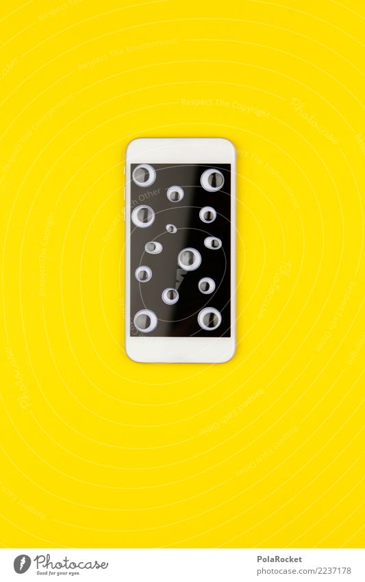 #AS# Datenschutz Kunst Medien Neue Medien Internet Kitsch Handel Kommunizieren Mobilität Mobilfunk Handy Handy-Kamera gelb Auge hören spionieren durchsichtig