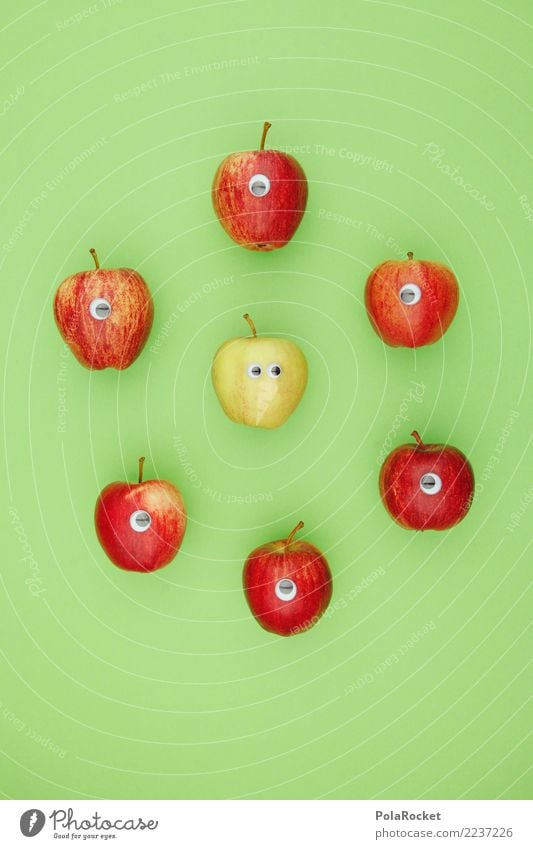 #AS# Dudes In Green Kunst Kunstwerk ästhetisch Kreativität Frucht Gesunde Ernährung kindisch Spielen Unsinn Gesundheit Apfel grün Vitamin Farbfoto mehrfarbig